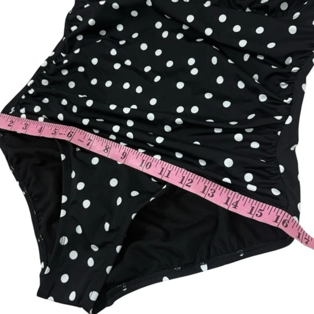 Swim Solutions NWT $102 Women's Flutter-Sleeve Polka‎ Dot One-Piece Swimsuit 12 - Picture 9 of 10